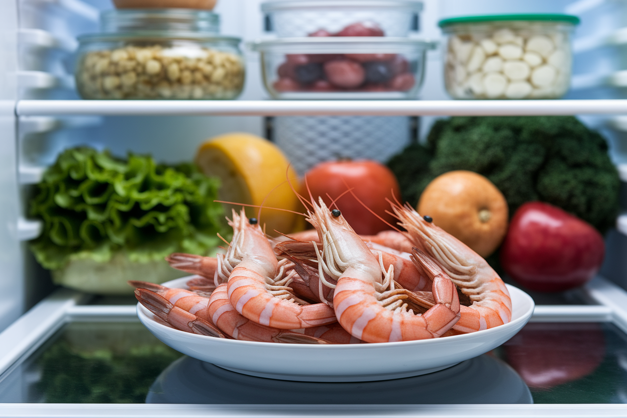 crevettes-cuites-assiette-refrigerateur