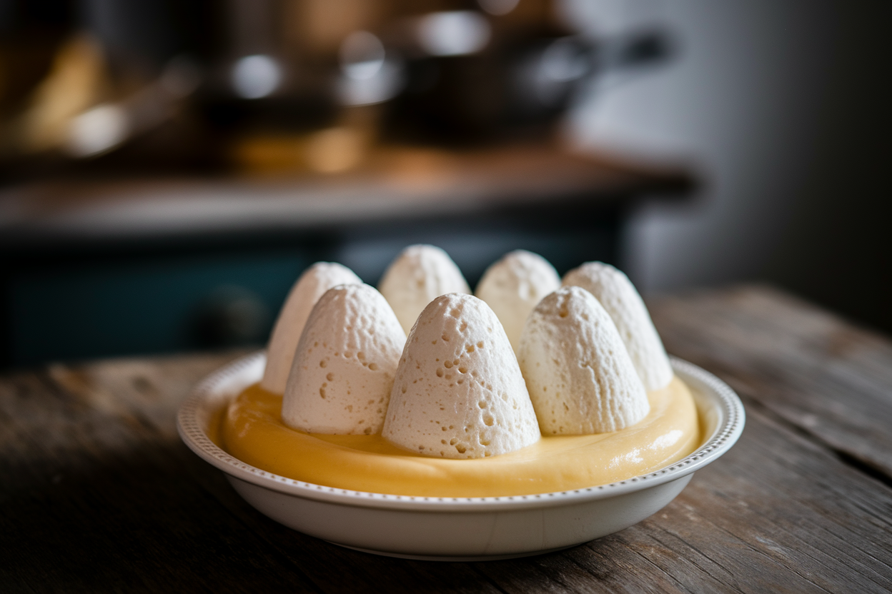oeufs-neige-creme-table-rustique