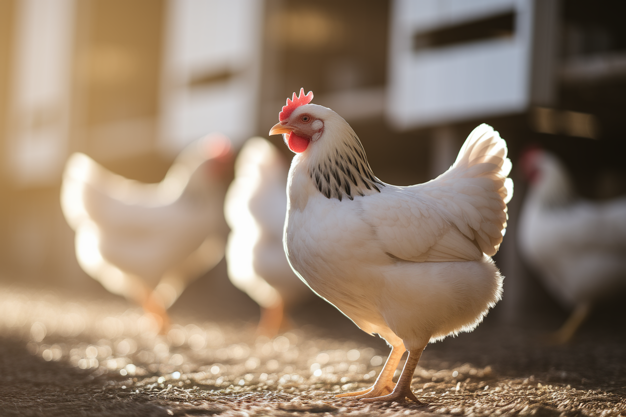 poule-cour-ferme-ensoleillee