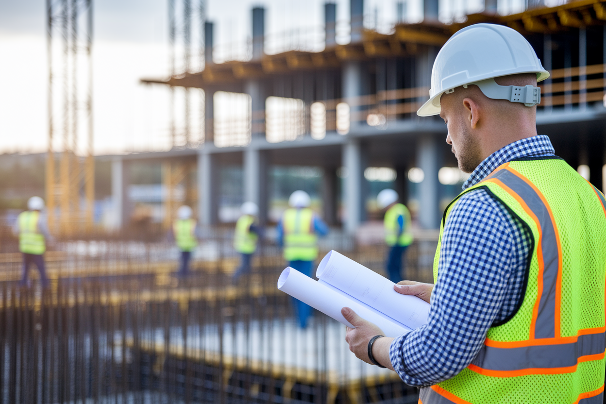 chef-chantier-gilet-casque-plans